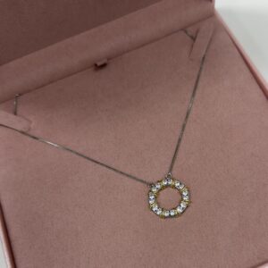 Colar Feminino Prata Com pingente de circulo Semijoia Antialergica