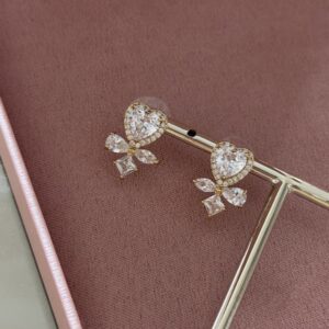 Brincos Femininos Dourado De laco cravejado de zirconias Semijoia Antialergica
