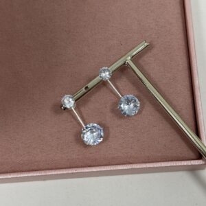 Brincos Femininos Prata Solitario com pingente de zirconia Semijoia Antialergica