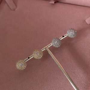 Brincos Femininos Dourado Esfera cravejada de zirconias Semijoia Antialergica
