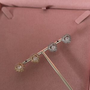 Brincos Femininos Prata E Rose Ear climber de flores cravejadas Semijoia Antialergica