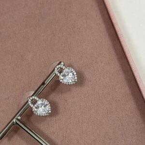 Brincos Femininos Prata De gota cravejada pendente Semijoia Antialergica