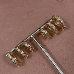Brincos Femininos Dourado Ear climber statement cravejado de zirconias Semijoia Antialergica