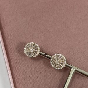Brincos Femininos Rose E Dourado Esfera cravejada Semijoia Antialergica