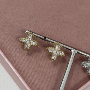 Brincos Femininos Prata E Dourado De flor e trevo cravejada Semijoia Antialergica