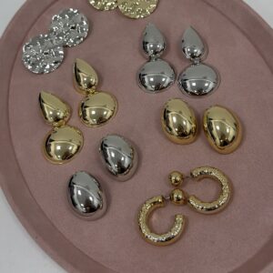 Brincos Femininos Prata E Dourado Modelo gota lisa Semijoia Antialergica