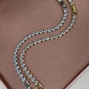 Pulseira Feminina Prata E Dourado Riviera cravejada de zirconias Semijoia Antialergica