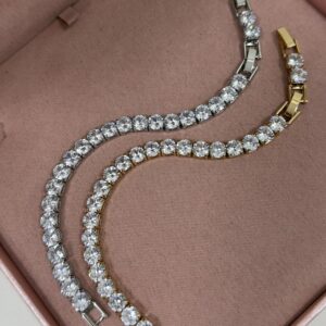Pulseira Feminina Prata Riviera cravejada de zirconias Semijoia Antialergica