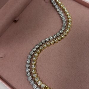 Pulseira Feminina Prata E Dourado Riviera cravejada de zirconias Semijoia Antialergica