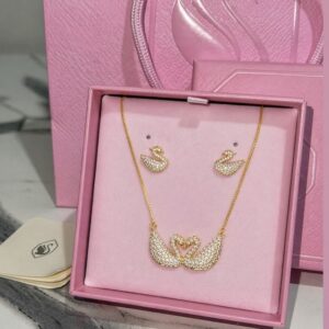 Colar + brinco duo cisne dourado