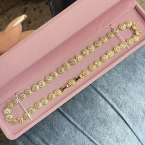 Colar swarovisk idêntico ao original dourado promocional