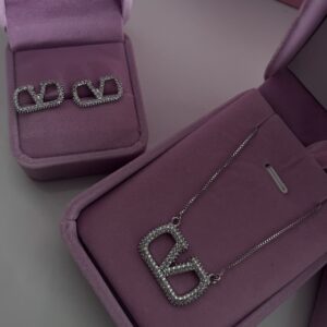 Colar + brinco Valentino G prata