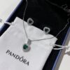 Colar + brinco Pandora veneziana verde