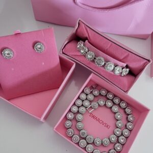 Conjunto Kit Swarovisk 2 Linha com Pulseira e Brinco