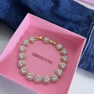 Pulseira Swarovisk Coração Dourada