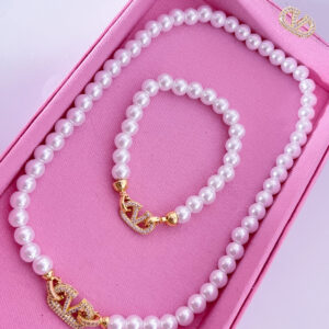 Conjunto Valentino Dourado Pérolas
