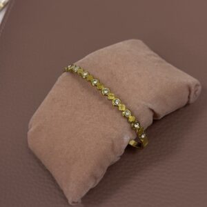 Pulseira Feminina Aco Inoxidavel 316L Dourado De elos delicados todos cravejados de zirconias Antialergico