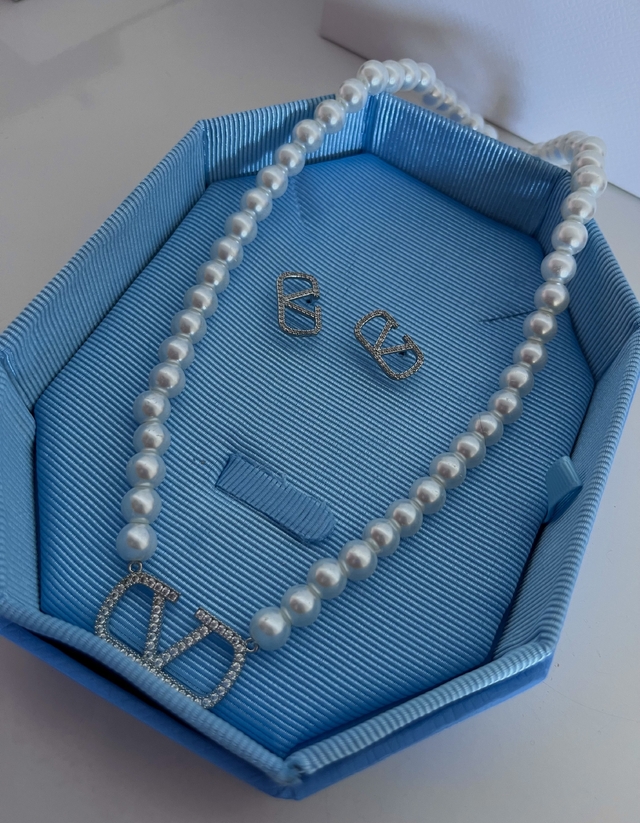Conjunto de Semijoias Pérola Valem Prata