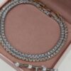 Conjunto Feminino Colar Riviera de Zirconias Quadradas e Brinco Dourado e Prata