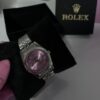 Relógio Rolex Rosa Prata Liso