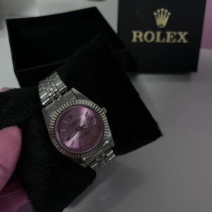Relógio Rolex Rosa Prata Liso